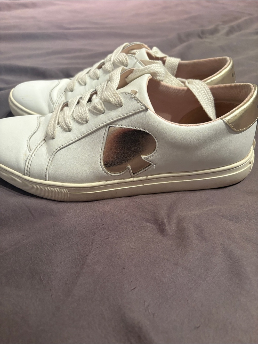 kate spade White Leather Low-Top Sneakers with Pink Lining